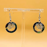 Silver Handmade Inlay Earrings Semi Precious Abalone Shell- Tree of Life