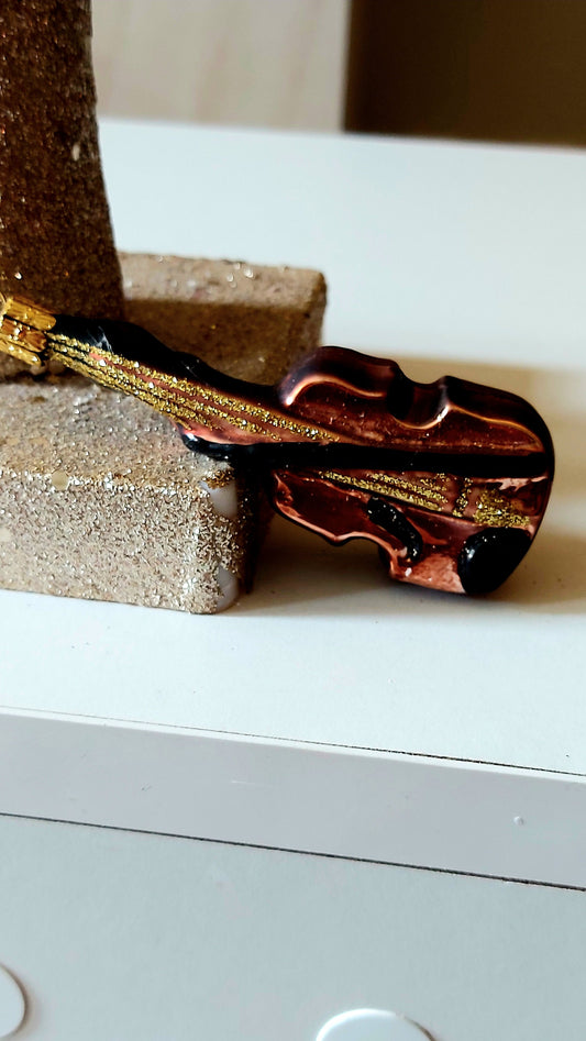 Czech Republic, Glass Blown, Hand Painted Christmas Tree Ornament - Violin