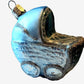 Vintage Czech Republic, Glass Blown, Hand Painted Christmas Tree Ornament - Blue Pram