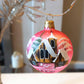 Vintage Czech Glass Christmas Ornament: Hand-Painted Pink Small Ball