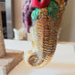 Vintage Czech Republic, Glass Blown, Hand Painted Christmas Tree Ornament - Large Fruit Cone Gold