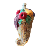 Czech Republic, Glass Blown, Hand Painted Christmas Tree Ornament - Large Fruit Cone Gold