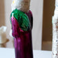 Vintage Czech Republic, Glass Blown, Hand Painted Christmas Tree Ornament - Thin Santa Purple