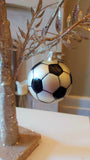 Vintage Czech Republic, Glass Blown, Hand Painted Christmas Tree Ornament - football