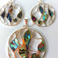 Silver Handmade Inlay Pendant/Earring Set Semi Precious Abalone Shell- Multi