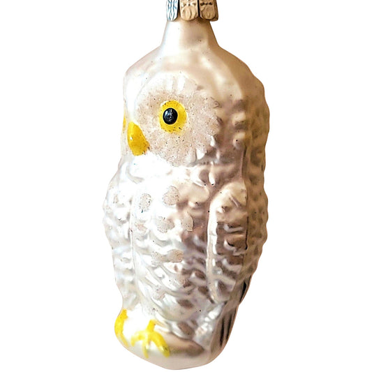 Vintage Czech Republic, Glass Blown, Hand Painted Christmas Tree Ornament - Owl