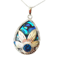 Silver Handmade Inlay Pendant Semi Precious Abalone Shell- Flower