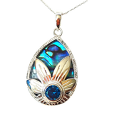 Silver Handmade Inlay Pendant Semi Precious Abalone Shell- Flower