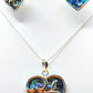 Silver Handmade Inlay Pendant/Earring Set Semi Precious Abalone Shell- Heart