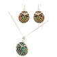 Silver Handmade Inlay Pendant/Earring Set Semi Precious Abalone Shell- Owl
