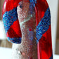 Vintage Czech Republic, Glass Blown, Hand Painted Christmas Tree Ornament - Large  Candy Cane