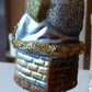 Vintage Czech Republic, Glass Blown, Hand Painted Christmas Tree Ornament - Large Santa in Chimney