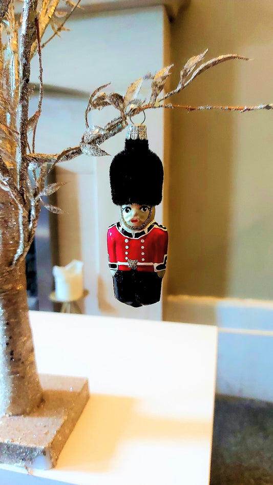 Vintage Czech Republic, Glass Blown, Hand Painted Christmas Tree Ornament decoration - Soldier