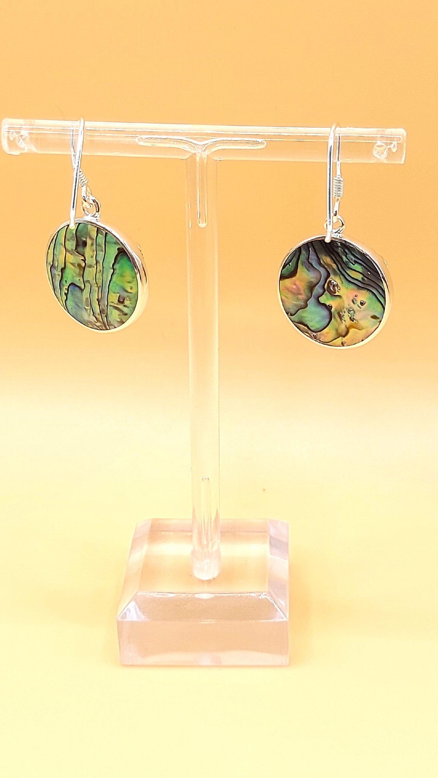 Silver Handmade Inlay Earrings Semi Precious Abalone Shell- Owl