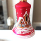 Vintage Czech Glass Christmas Bell Ornament: Hand-Painted House Motif