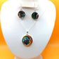 Silver Handmade Inlay Pendant/Earring Set Semi Precious Abalone Shell- Moon