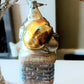 Vintage Czech Republic, Glass Blown, Hand Painted Christmas Tree Ornament - Large Santa in Chimney