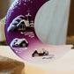 Vintage Czech Glass Christmas Ornament: Hand-Painted Purple Half Moon