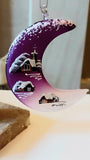 Vintage Czech Glass Christmas Ornament: Hand-Painted Purple Half Moon
