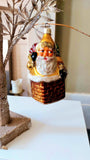 Vintage Czech Republic, Glass Blown, Hand Painted Christmas Tree Ornament - Large Santa in Chimney