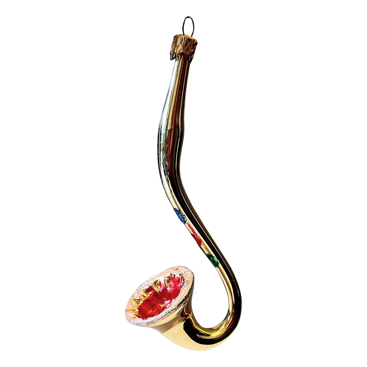 Czech Republic, Glass Blown, Hand Painted Christmas Tree Ornament - Saxaphone