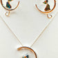 Silver Handmade Inlay Pendant/Earring Set Semi Precious Abalone Shell- Cat on Moon