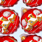 Vintage Czech Glass Christmas Ornament: Hand-Painted Red large Ball