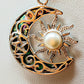 Silver Handmade Inlay Pendant Semi Precious Abalone Shell- Moon/Sun