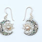 Silver Handmade Inlay Earrings Semi Precious Abalone Shell- Moon/Sun