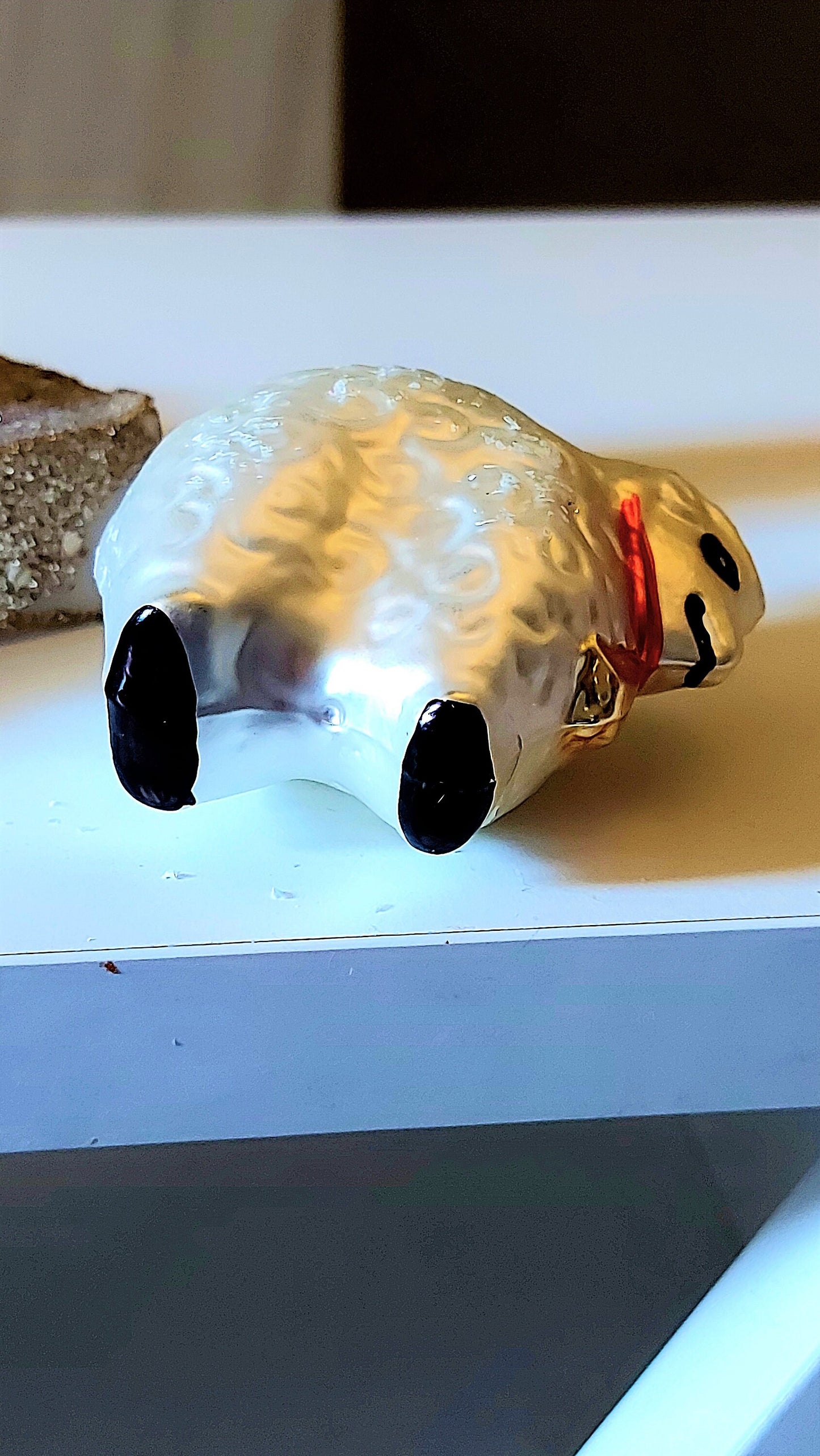 Vintage Czech Republic, Glass Blown, Hand Painted Christmas Tree Ornament - Sheep