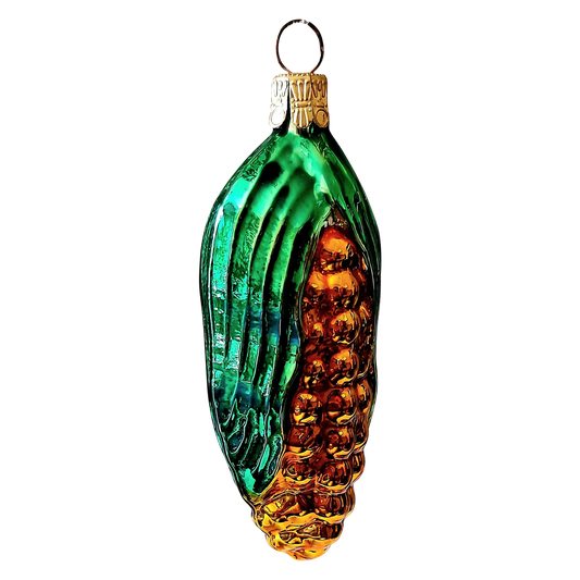 Czech Republic, Glass Blown, Hand Painted Christmas Tree Ornament - Sweetcorn