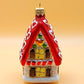 Vintage Czech Republic, Glass Blown, Hand Painted Christmas Tree Ornament - Ginger Bread House