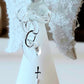 Vintage Czech Glass Angel Christmas Ornament: Hand-Painted Winter Village