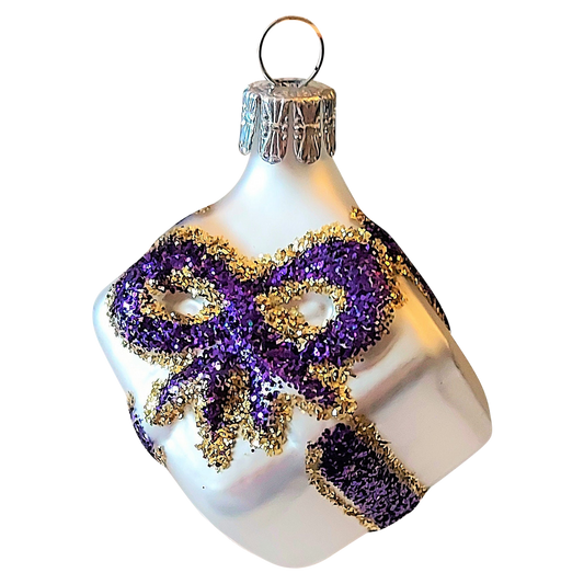 Czech Republic, Glass Blown, Hand Painted Christmas Tree Ornament - Present