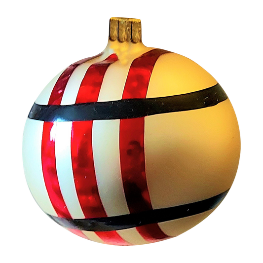 Czech Republic, Glass Blown, Hand Painted Christmas Tree Ornament decoration - Large Ball Bauble