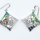 Silver Handmade Inlay Earrings Semi Precious Abalone Shell- Square
