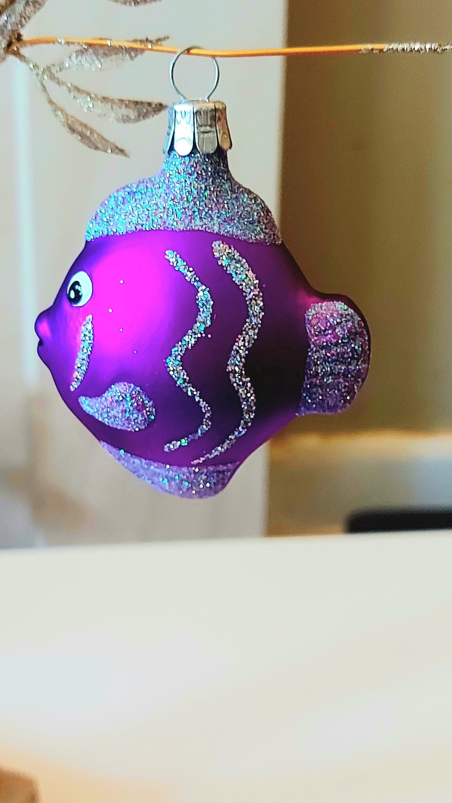 Vintage Czech Republic, Glass Blown, Hand Painted Christmas Tree Ornament - Nemo Fish