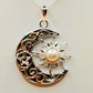 Silver Handmade Inlay Pendant Semi Precious Abalone Shell- Moon/Sun