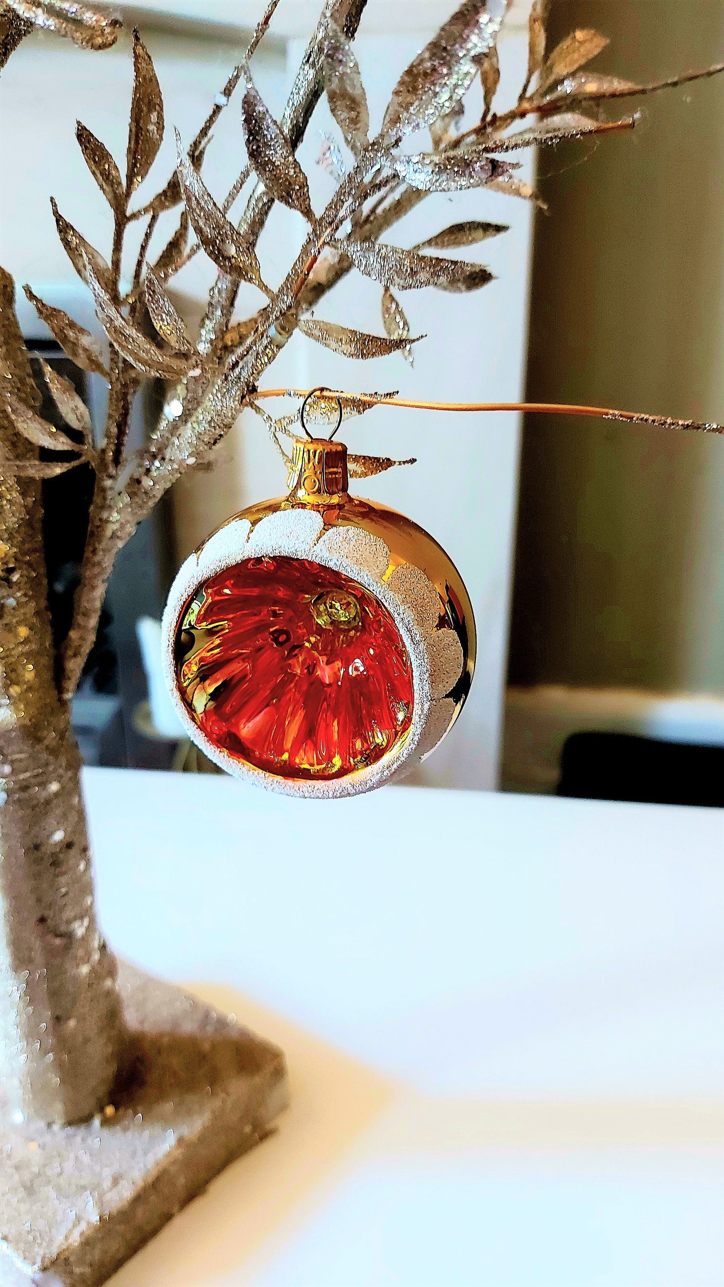 Vintage Czech Republic, Glass Blown, Hand Painted Christmas Tree Ornament - Retro Balls