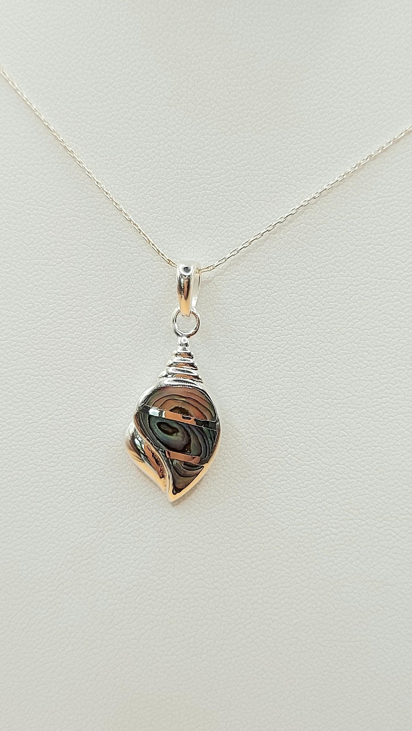 Silver Handmade Inlay Pendant Semi Precious Abalone Shell- Shell