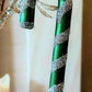 Vintage Czech Republic, Glass Blown, Hand Painted Christmas Tree Ornament - Small  Candy Cane