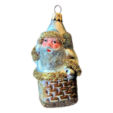 Czech Republic, Glass Blown, Hand Painted Christmas Tree Ornament - Large Santa in Chimney