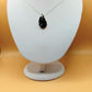 Silver Handmade Inlay Pendant Semi Precious Black Onyx- Black Leaf