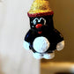 Vintage Czech Republic, Glass Blown, Hand Painted Christmas Tree Ornament - penguin a pair ( x 2 )