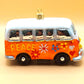 Vintage Czech Republic, Glass Blown, Hand Painted Christmas Tree Ornament - Orange Hippy Bus
