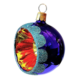Czech Republic, Glass Blown, Hand Painted Christmas Tree Ornament - Retro Balls