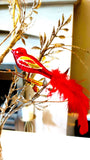 Vintage Czech Republic, Glass Blown, Hand Painted Christmas Tree Ornament - small bird with clip
