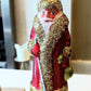 Vintage Czech Republic, Glass Blown, Hand Painted Christmas Tree Ornament - Large Santa Red/Gold