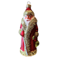 Czech Republic, Glass Blown, Hand Painted Christmas Tree Ornament - Large Santa Red/Gold