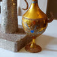 Vintage Czech Republic, Glass Blown, Hand Painted Christmas Tree Ornament - Genie Lamp gold/silver
